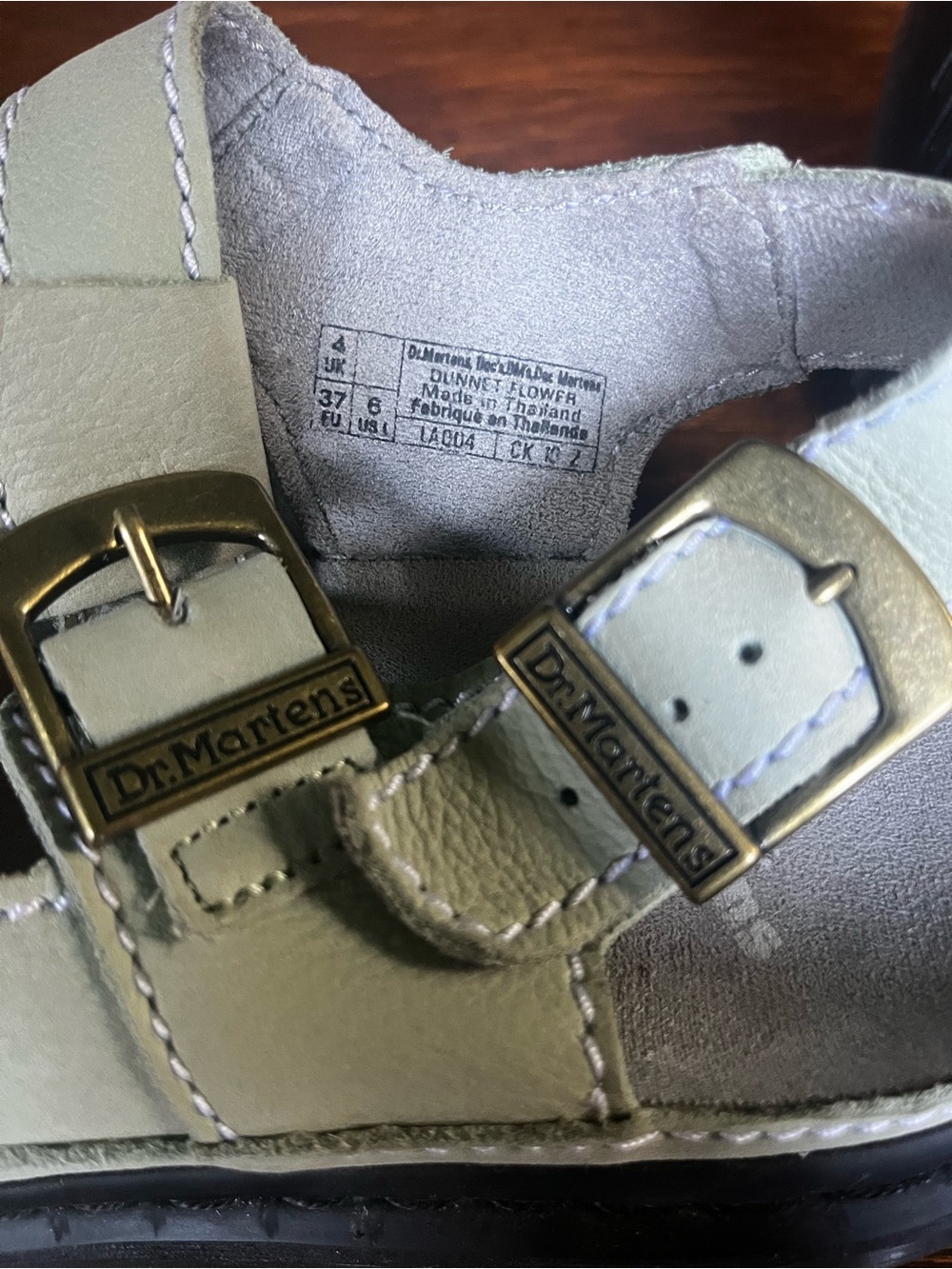 Dr. Martens Metallic Gold Floral Cutout Sandals - Picture 3 of 6